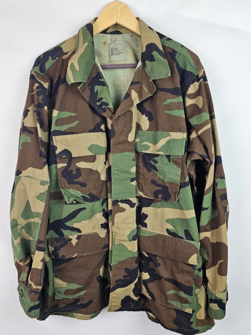 U.S. Military Men's Jacket Size Large Green Woodland Camouflage Camo Army Combat